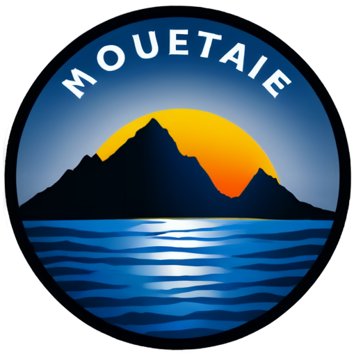The logo depicts an abstract mountain lake in which the sun is reflected. The water has a gradient from blue to dark blue, which creates the impression of depth. The sun over the mountains is presented in a bright shade of yellow, which gradually turns into orange and red at the edges. A company or brand name such as "Mountain Lakes Adventures" can be written above the logo. This logo represents tranquility, natural beauty and can be used for businesses related to tourism, active recreation or environmental initiatives. - icon | sticker