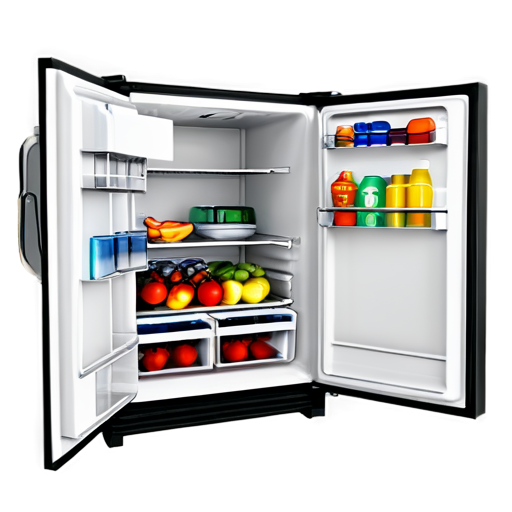 a full refrigerator with doors open - icon | sticker