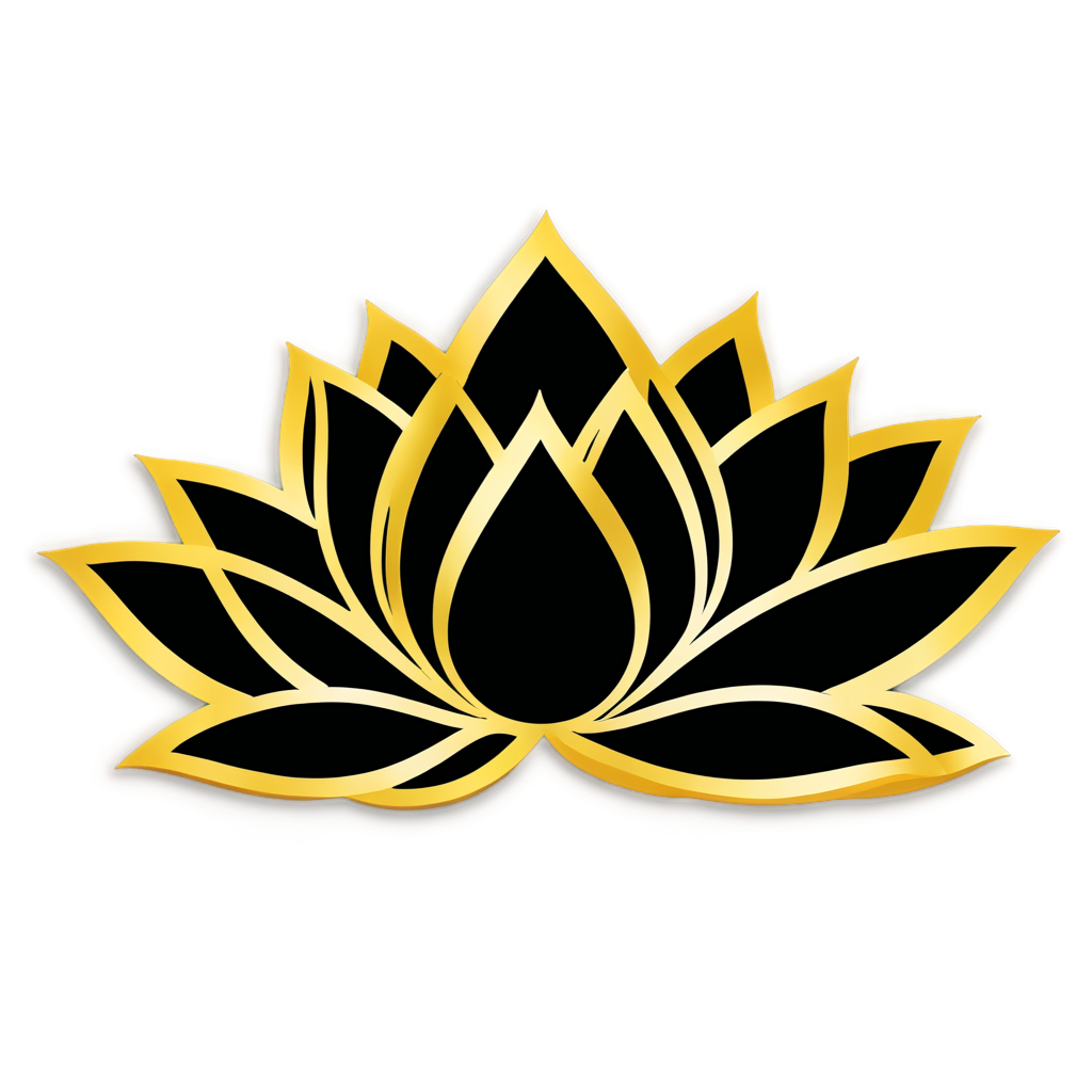 lotus, simple background,gold on black,logo design, black background, - icon | sticker
