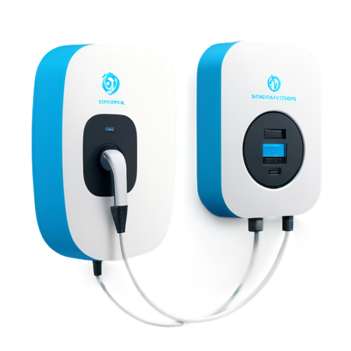 wallbox Charging station electro car, blue, white, sympel - icon | sticker