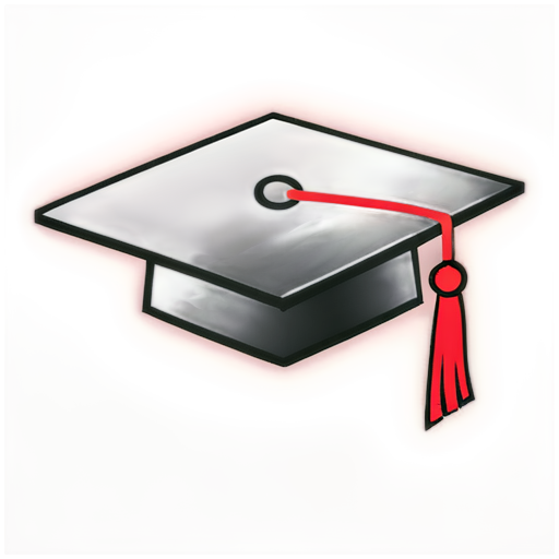 a cute girly colored pink gradient line art graduation cap vector by itself that is very kawwaii outline - icon | sticker