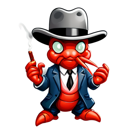 Lobster gangster smoke cigars - icon | sticker