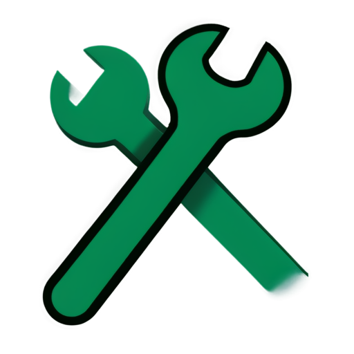 cyberpunk themed icon for app settings wrench and hammer crossed dark green colors - icon | sticker