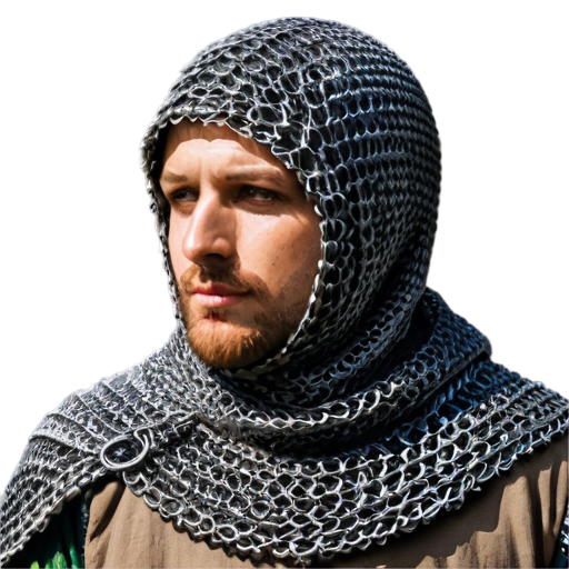 Simple poor medieval chainmail hood - icon | sticker