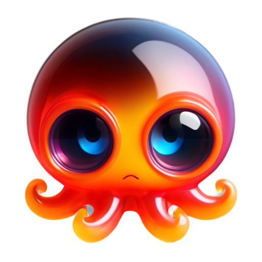 spehere monstr with one eye and tentacles - icon | sticker