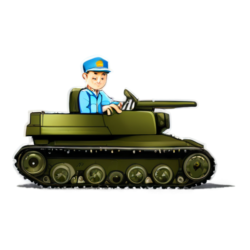 Russian tractor driver in a tank cartoon icon for youtube channel - icon | sticker