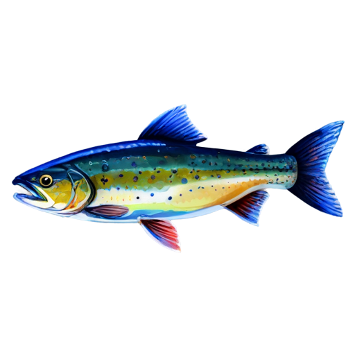 medieval trout fish, paint style, - icon | sticker