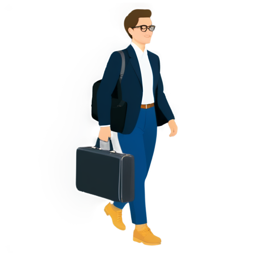 A student illustration holding a briefcase. Use a non-human figure like a line drawing to hide gender - icon | sticker