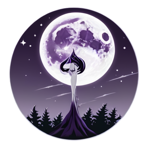 Logo mystical, purple shades, white background, moon, minimalism - icon | sticker