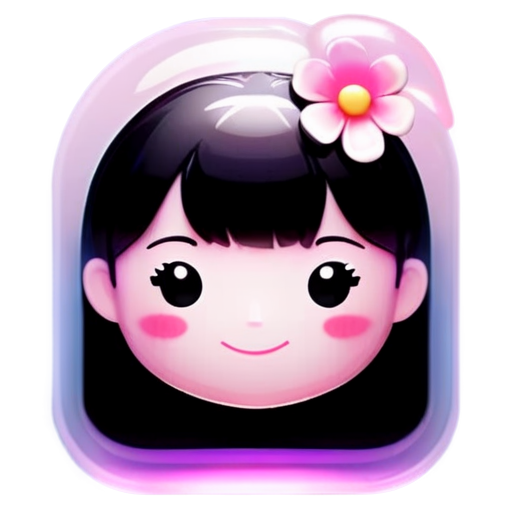 cute pink cotton icon with flower format and smiling face - icon | sticker