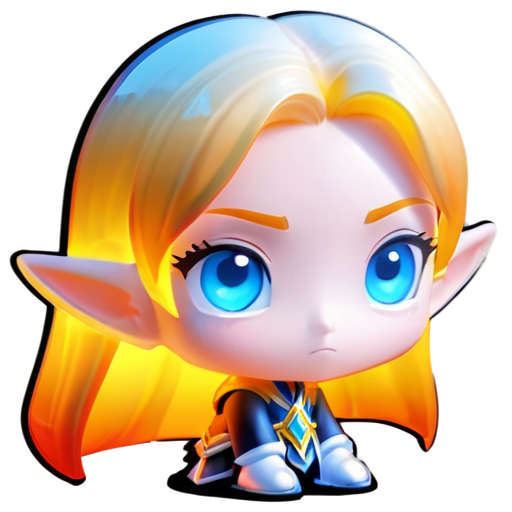 make icon for warcraft 3, i need a portrait wich contains a man high elf warrior with blond long hair, long eyebrows and glowing blue eyes - icon | sticker