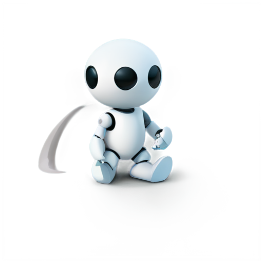 A simple robot has an upper body, a front face, a magnifying glass, squatting on the ground, and his arms marking coordinates on the ground. - icon | sticker