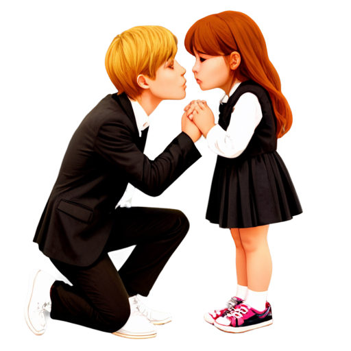 the girl apologizes to the guy on her knees and kisses his feet - icon | sticker