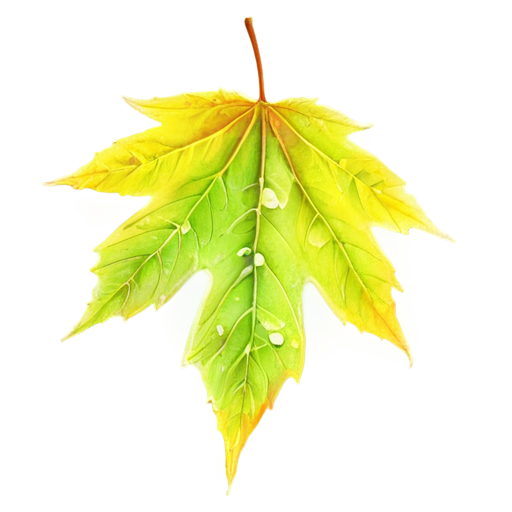 Falling leaf with dew - icon | sticker