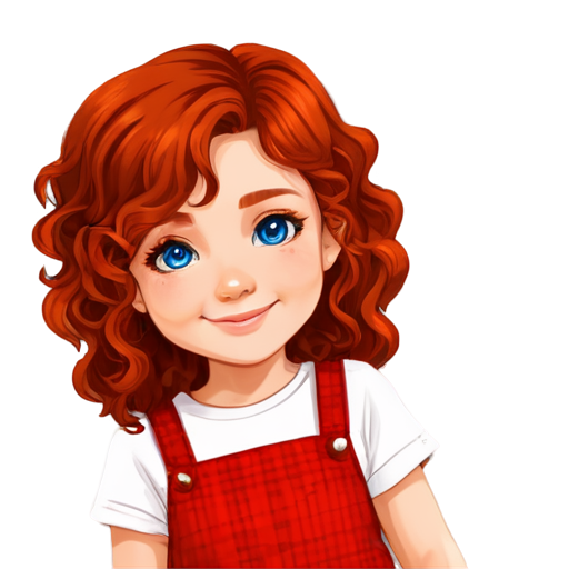 girl red curly hair blue eyes smiling - icon | sticker