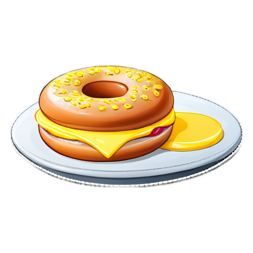 donut sandwich with cheese and eggs - icon | sticker