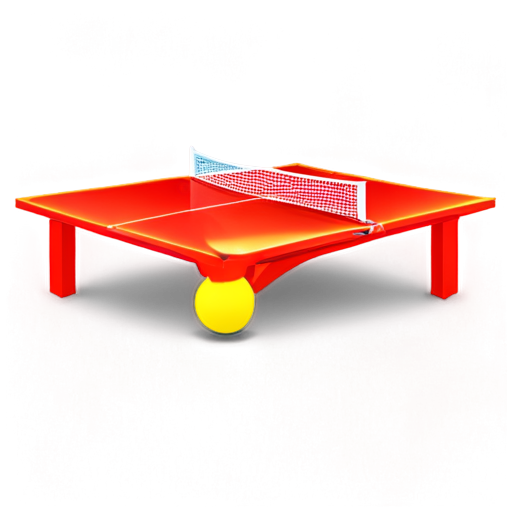 3D table tennis icon in three colors: red, orange and yellow - icon | sticker