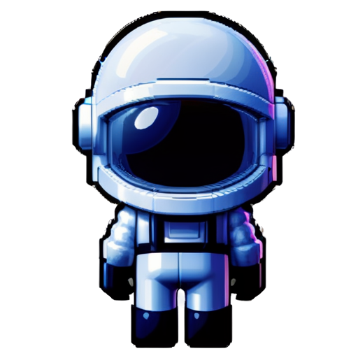 cute, mini Astronaut, back view, flat, 8 bit in aspect ratio squares 80s Sega Genesis video-game screenshot, monochrome background - icon | sticker