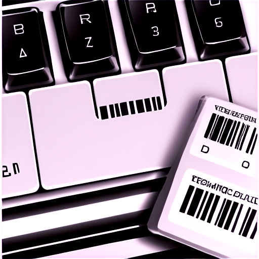 Black and white drawing a keyboard and a barcode - icon | sticker
