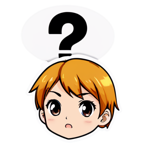 Anime face and a question mark next to it - icon | sticker