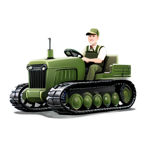 Russian tractor driver in a tank cartoon icon for youtube channel - icon | sticker