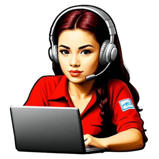 Girl computer operator in the USSR red tones - icon | sticker