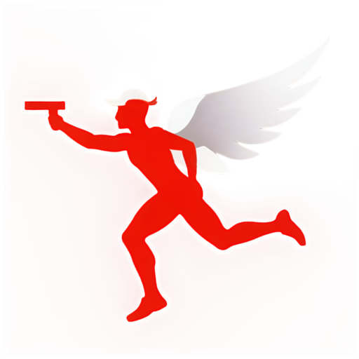 warrior runner with wings red white - icon | sticker