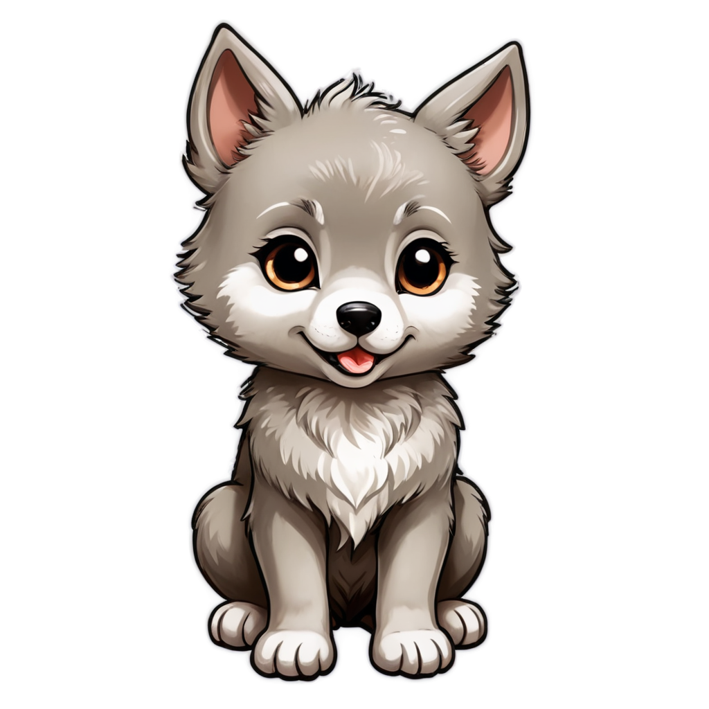 kawaiistickers,Adorable baby wolf bird - icon | sticker