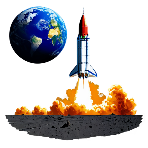 rocket landing on a planet - icon | sticker
