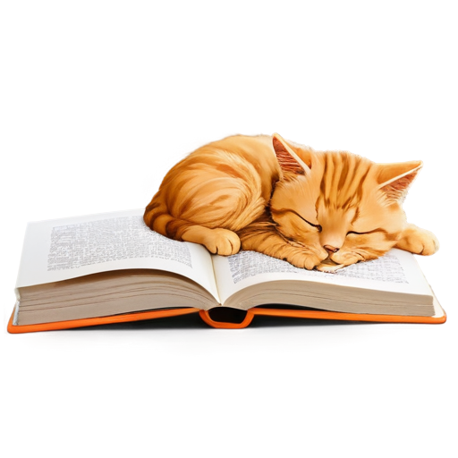 create orange sleeping cat what will lie on book on the cover of this book will be written "You are not logged in" - icon | sticker