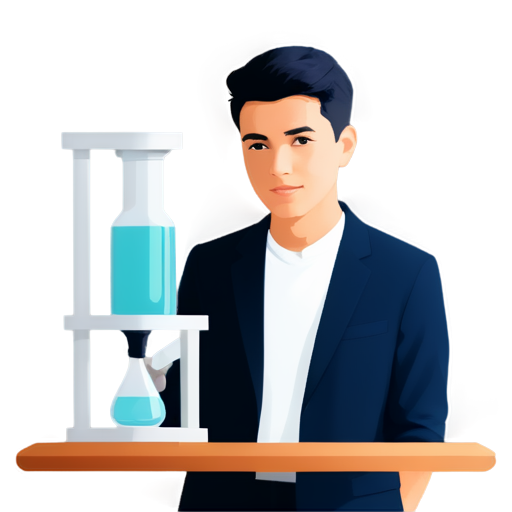 young inventor in the laboratory - icon | sticker