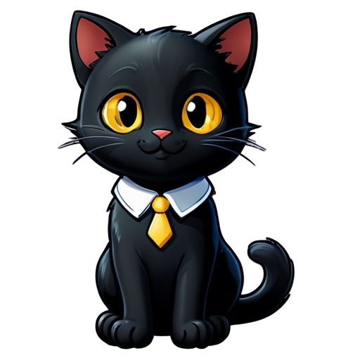 caring cat, cartoonn black cat, primary school uk, school uniform, smile, - icon | sticker
