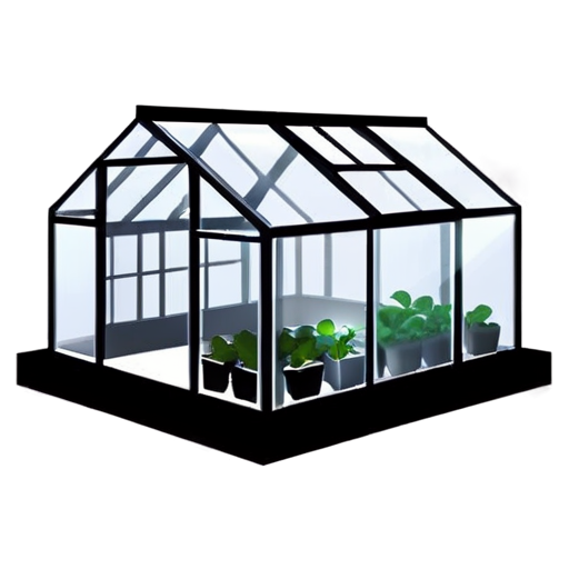 Modern beautiful greenhouse in English style for landscape design - icon | sticker