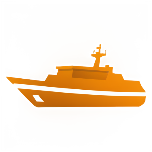orange color, a ship on the sea - icon | sticker