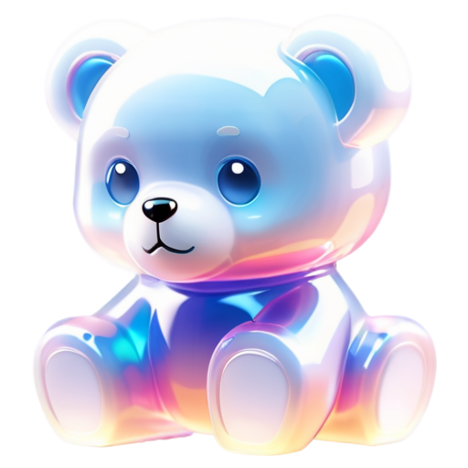 3D model of an IT cyber bear on a transparent background, cute, white blue and blue colors. - icon | sticker