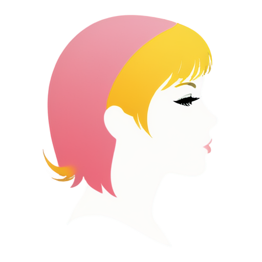 AI for fitting women's haircuts and hairstyles, it's a pretty logo. colors - pink and yellow - icon | sticker