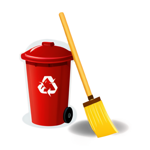 Create an icon that reflects the data cleaning and deletion functions. In the center of the icon there should be a symbol in the form of a trash can or a broom representing cleaning. Use dark and red colors to emphasize seriousness and attention to safety. Include simple, clean lines in the design and avoid unnecessary details. The icon should be clear and easily recognizable in a small size. - icon | sticker