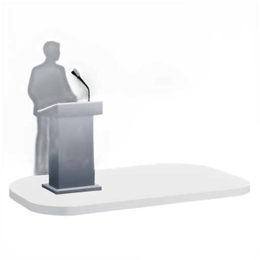 A podium with a microphone, featuring a silhouette of a person speaking. - icon | sticker