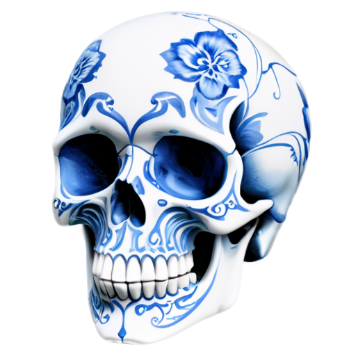 skull in the form of forforfor ware painted in gzhel. - icon | sticker