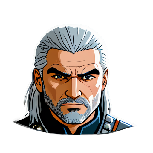 geralt`s head -witcher -cartoon sticker -big head - icon | sticker