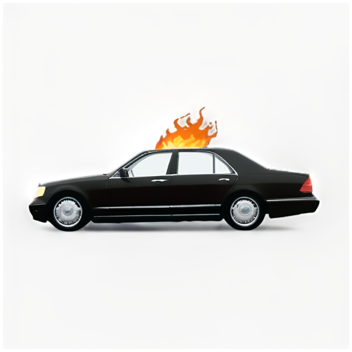 w140 s-class exploding in flames - icon | sticker