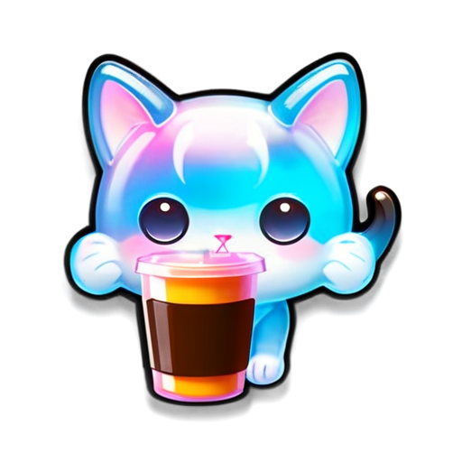 Coffee shop logo with cat - icon | sticker
