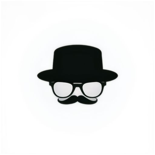 White background, black figures, hat, mustache, black glasses. The whole figure is in a gray circle. - icon | sticker