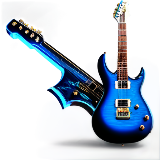 fancy and futuristic Blue electric guitar cinematic - icon | sticker
