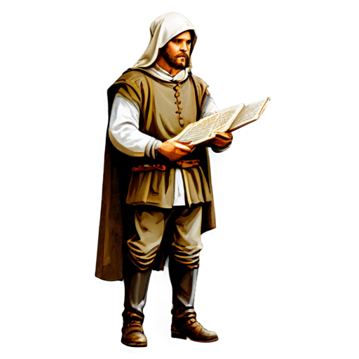 medieval courier with missive in hand, paint style, - icon | sticker