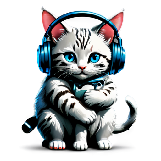 two scifi cats with headphones hugging each other in love - icon | sticker