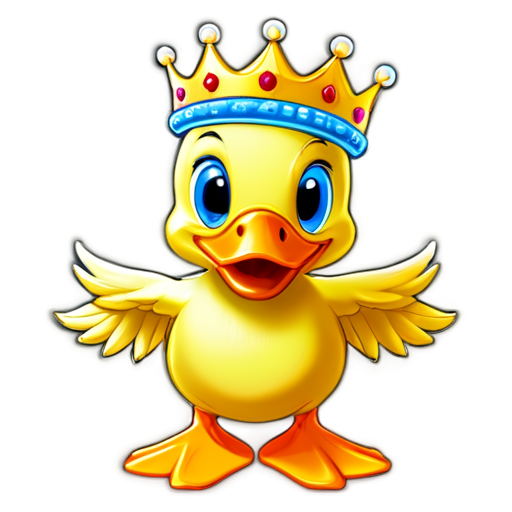 A duck wearing a crown is playing a video game. - icon | sticker