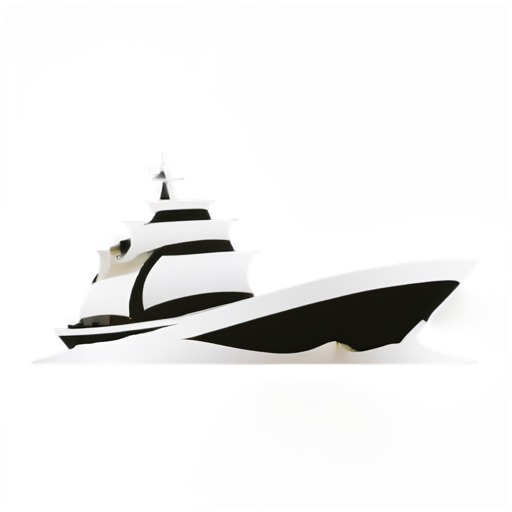 a ship on the waves drawn in one thick white stripe - icon | sticker