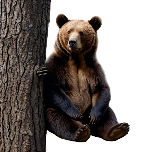 bear sitting on a tree - icon | sticker