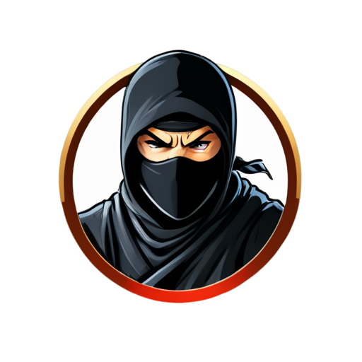 black, angry ninja logo, for a crypto token - icon | sticker